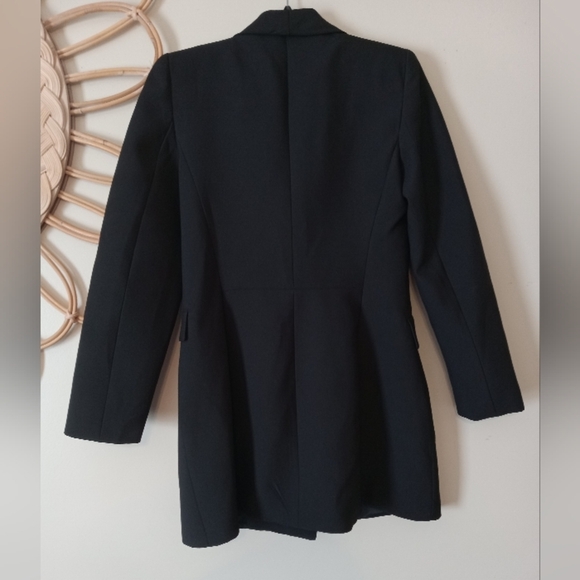 ZARA DOUBLE BREASTED LONG BLAC BLAZER DRESS BLACK SIZE S 8285/642 - Picture 7 of 10